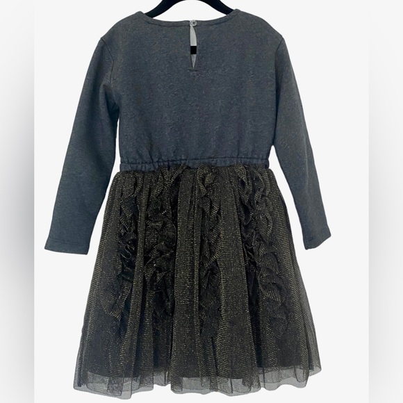 CREWCUTS Girl’s Gray/Gold Mixed Media Sparkly Tulle Skirt Dress Size: 6 - Picture 2 of 7